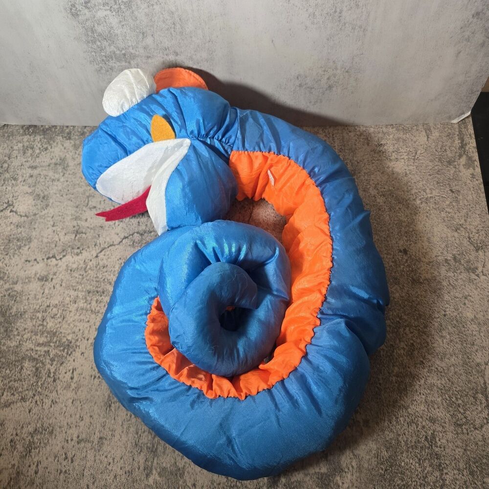 Vintage 1991 Platinum Embrace Parachute Puffy Blue Snake Plush Puppet Good Cond
